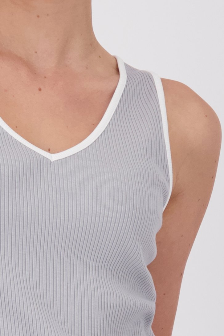 Grijze geribde top met brede schouderbandjes van More & More voor Dames