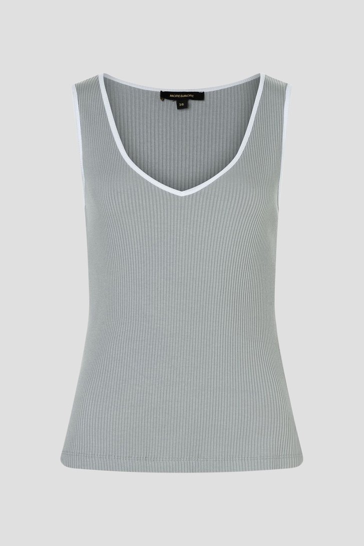 Grijze geribde top met brede schouderbandjes van More & More voor Dames