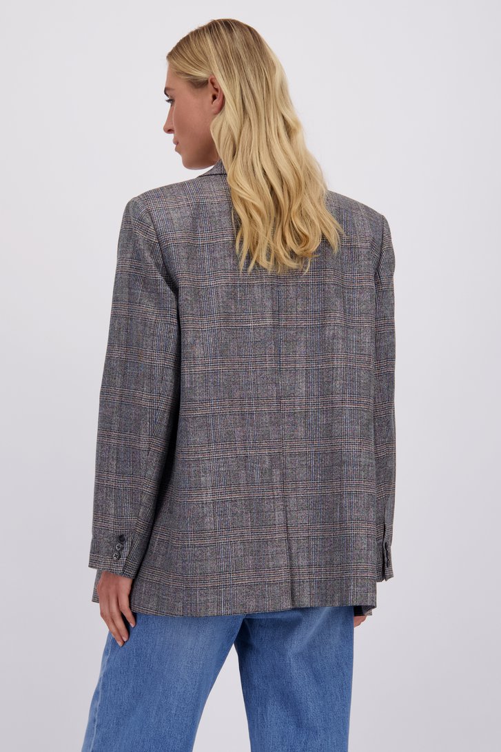 Achterkant van Grijze geruite blazer met glans - One size  door Liberty Island voor Dames