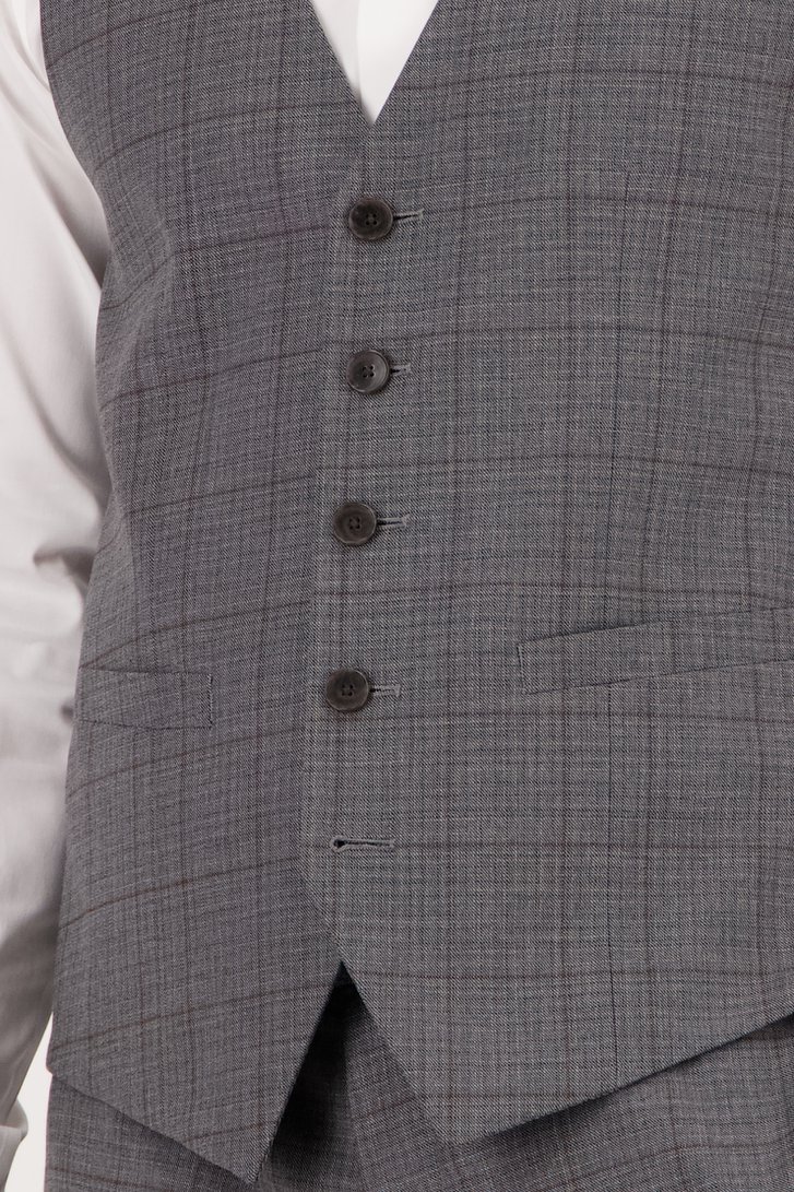 Detail van Grijze geruite gilet - Roald door Dansaert Black voor Heren