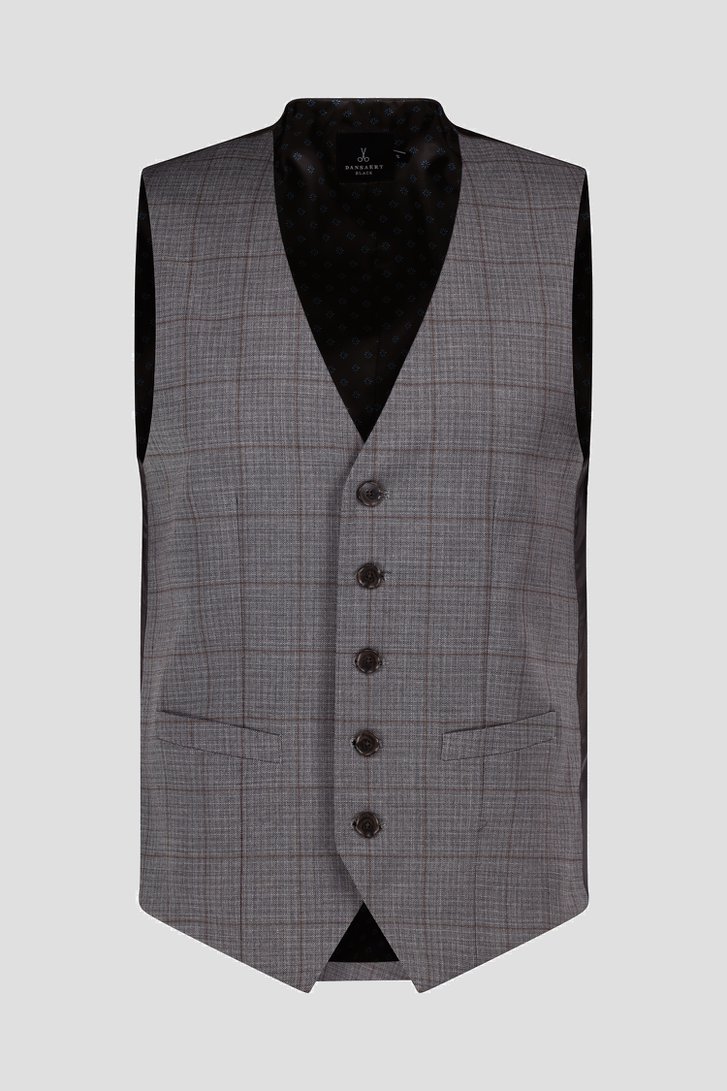 Productfoto 1 van Grijze geruite gilet - Roald door Dansaert Black voor Heren