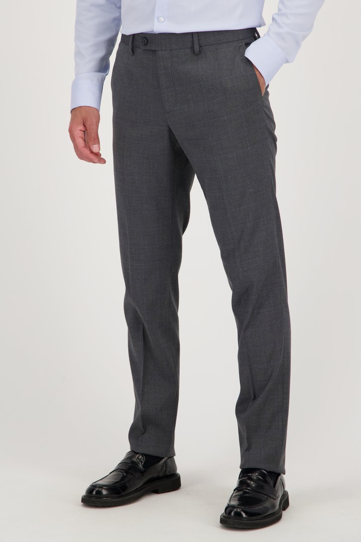 Grijze geruite kostuumbroek - Serge - Slim fit van Dansaert Black voor Heren