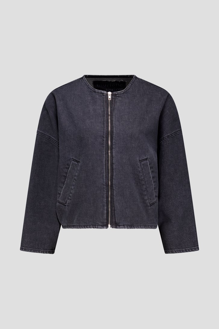 Productfoto 1 van Grijze jeansvest met verwassen look door Murielle Victorine Scherre voor Dames