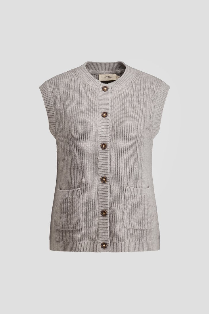 Productfoto 1 van Grijze mouwloze cardigan met wol door LŌVING voor Dames