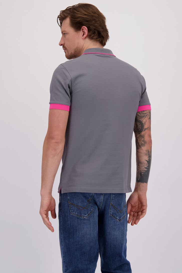 Achterkant van Grijze polo met fluo roze accent door Sun68 voor Heren