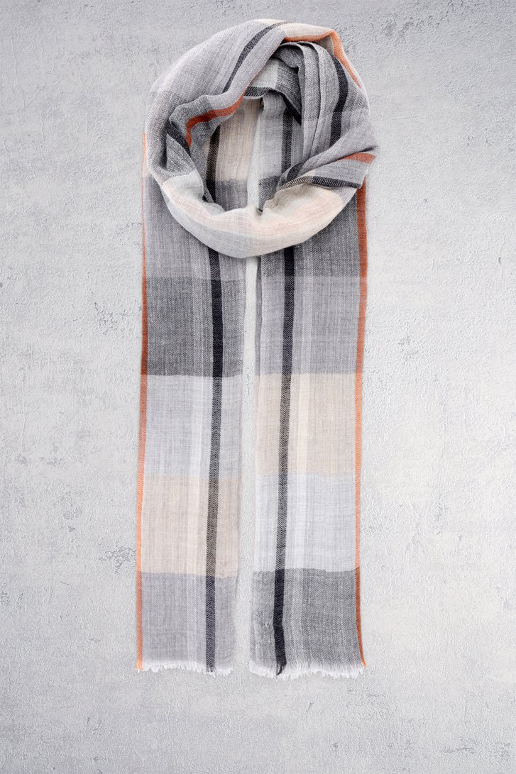 Voorkant van Grijze sjaal met strepen door Liberty Island voor Heren