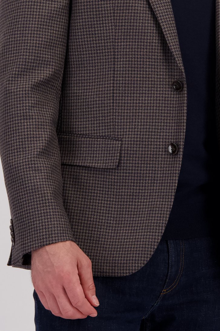 Detail van Grijze wollen blazer met pied-de-poule patroon  door Dansaert Black Premium voor Heren