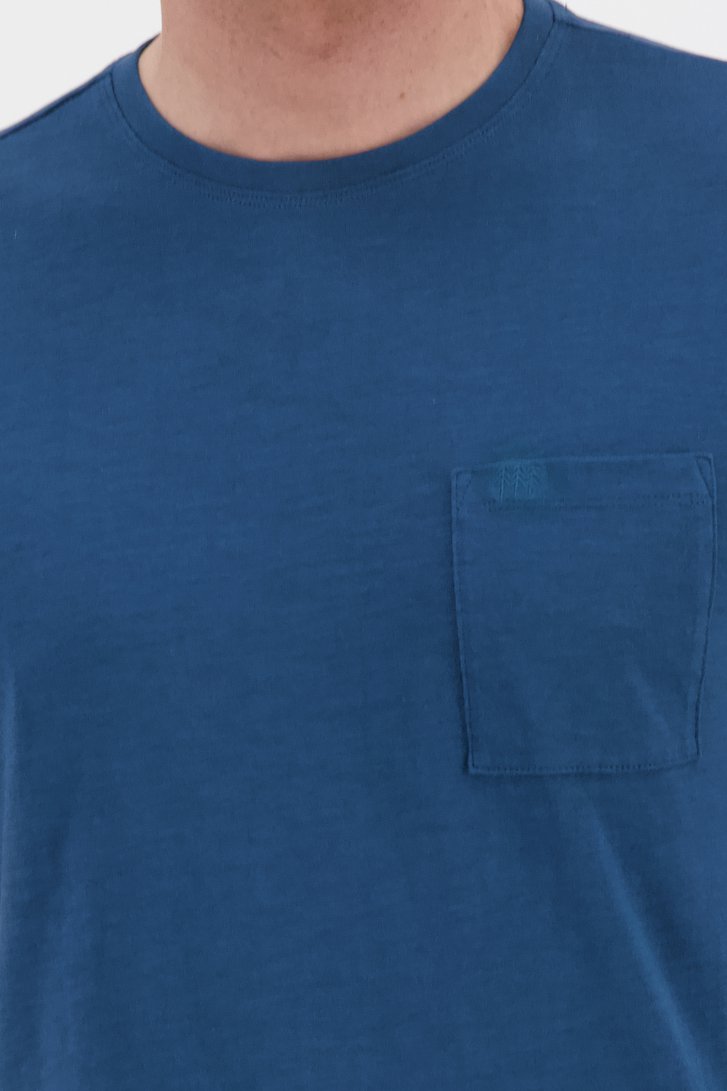 Groen-blauw T-shirt met borstzak van Ravøtt voor Heren