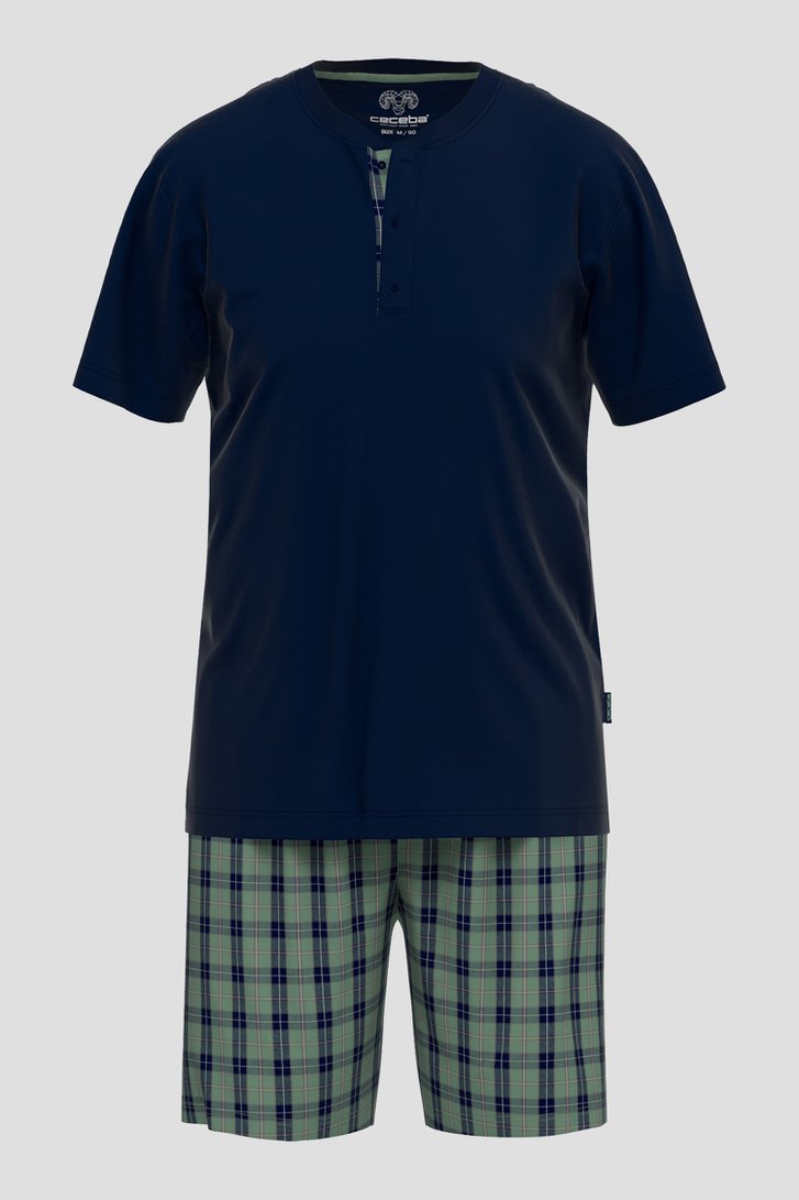 Groen-blauwe pyjamaset met T-shirt en short van Liberty Island voor Heren