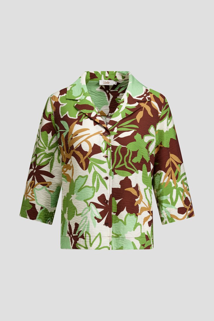 Productfoto 1 van Groen-bruine blouse met bladerprint door Libelle voor Dames