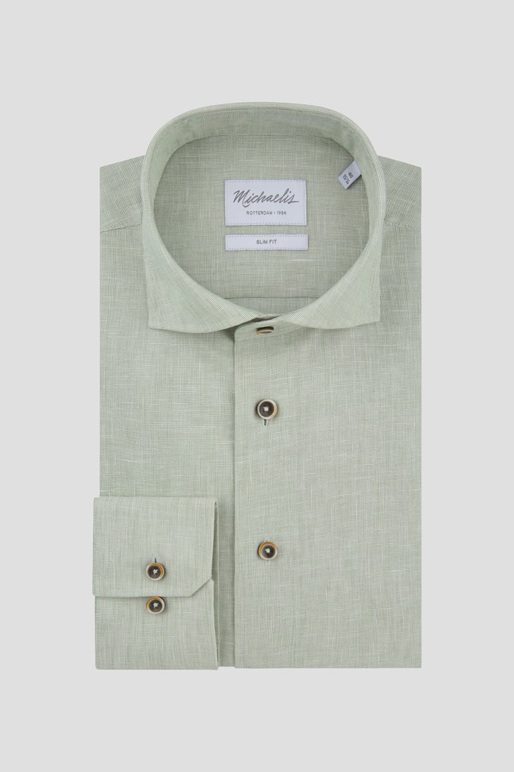 Productfoto 1 van Groen gemêleerd hemd - Slim fit  door Michaelis voor Heren