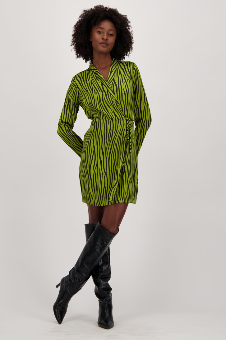 Groen kleedje met animal print - zijdelook van JDY voor Dames