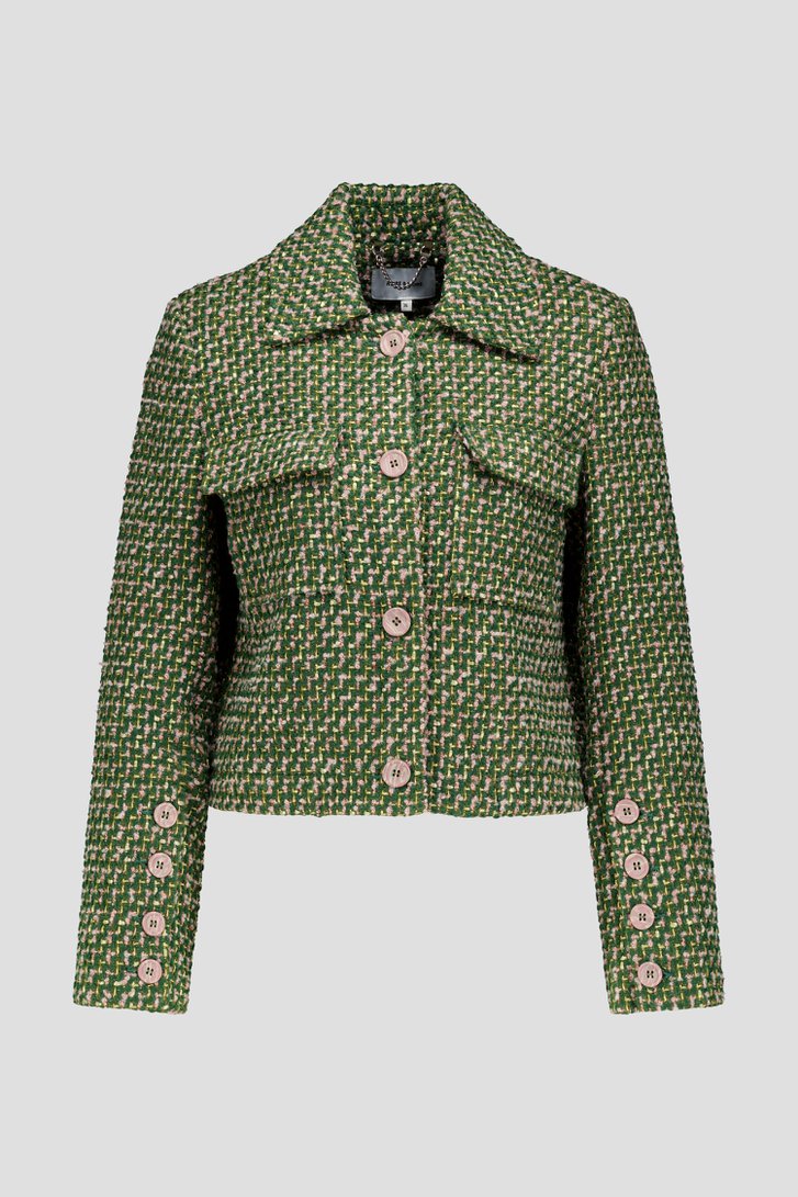 Productfoto 1 van Groen-roze bouclé blazer door More & More voor Dames