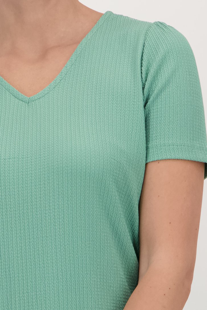 Groen T-shirt met fijne textuur van Claude Arielle voor Dames
