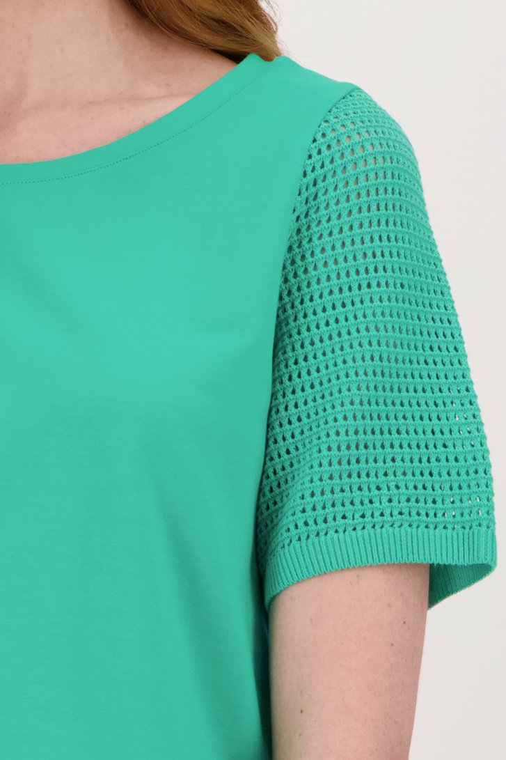 Groen T-shirt met gehaakte mouwen van Libelle voor Dames