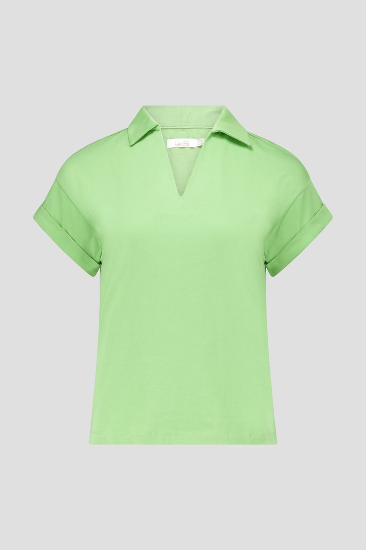 Groen T-shirt met kraagje  van Liberty Island voor Dames