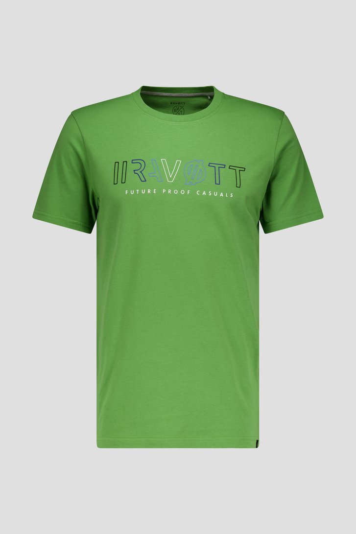 Groen T-shirt met opdruk van Ravøtt voor Heren