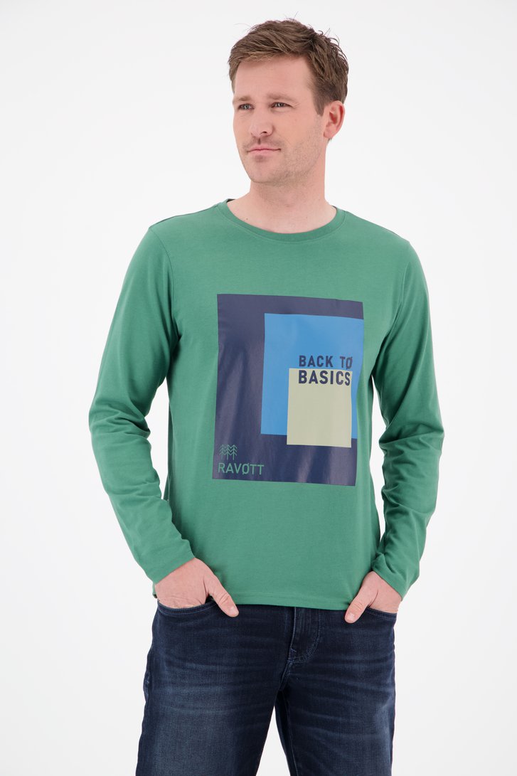 Groen T-shirt met print van Ravøtt voor Heren
