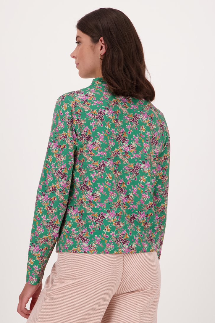 Groen T-shirt met roze bloemenprint van Libelle voor Dames