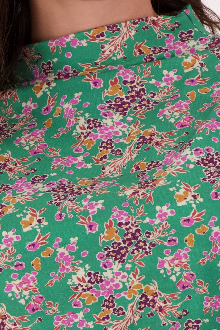 Groen T-shirt met roze bloemenprint van Libelle voor Dames