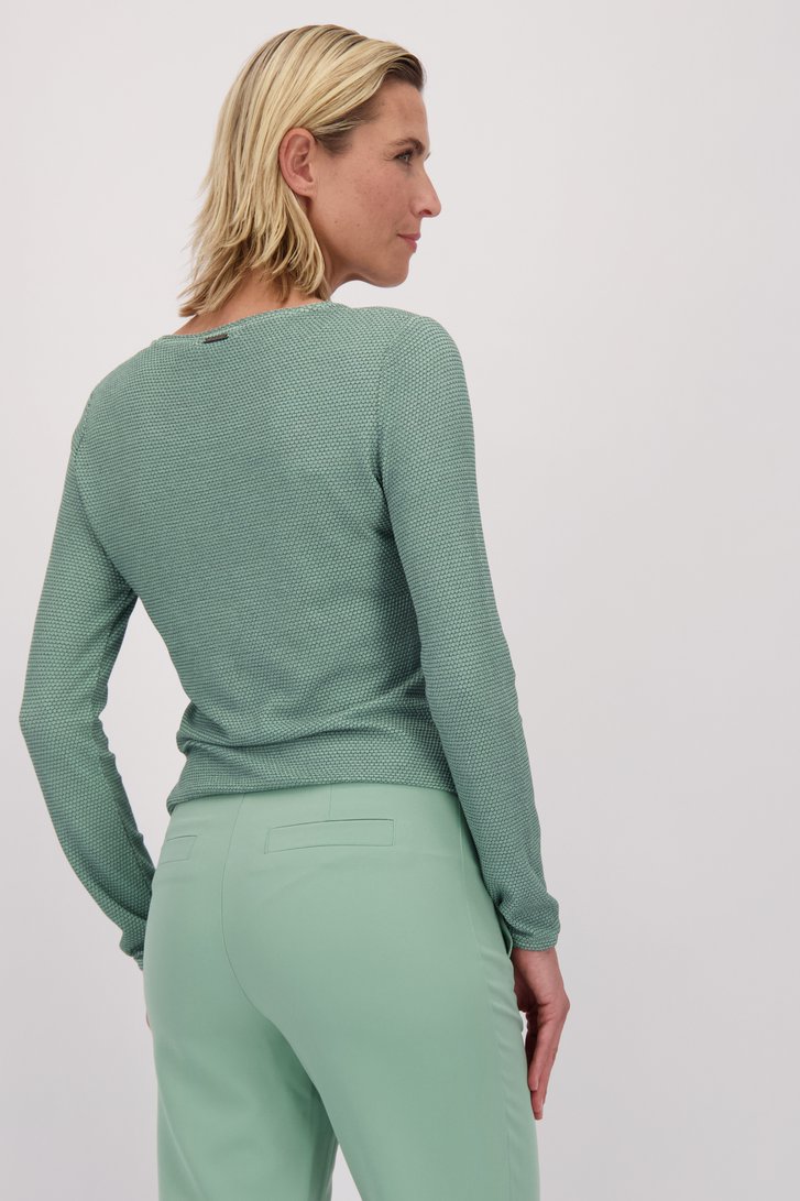 Achterkant van Groen truitje met all-over cirkelmotief door Claude Arielle voor Dames