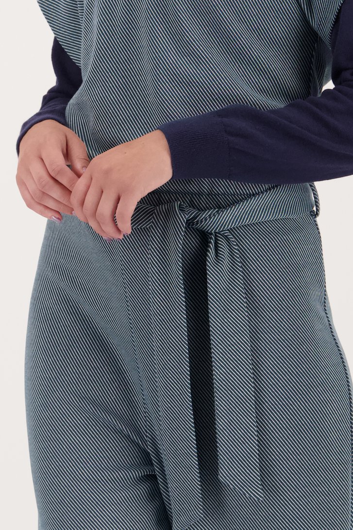 Detail van Groen-wit gestreepte jumpsuit  door Libelle voor Dames