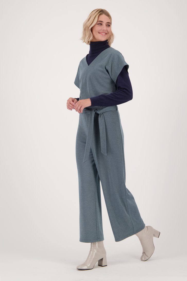 Voorkant van Groen-wit gestreepte jumpsuit  door Libelle voor Dames