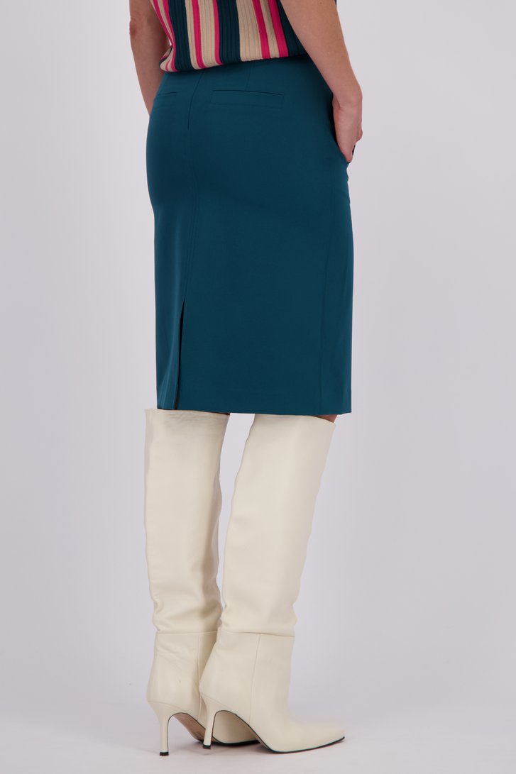 Achterkant van Groenblauwe midirok door Claude Arielle voor Dames