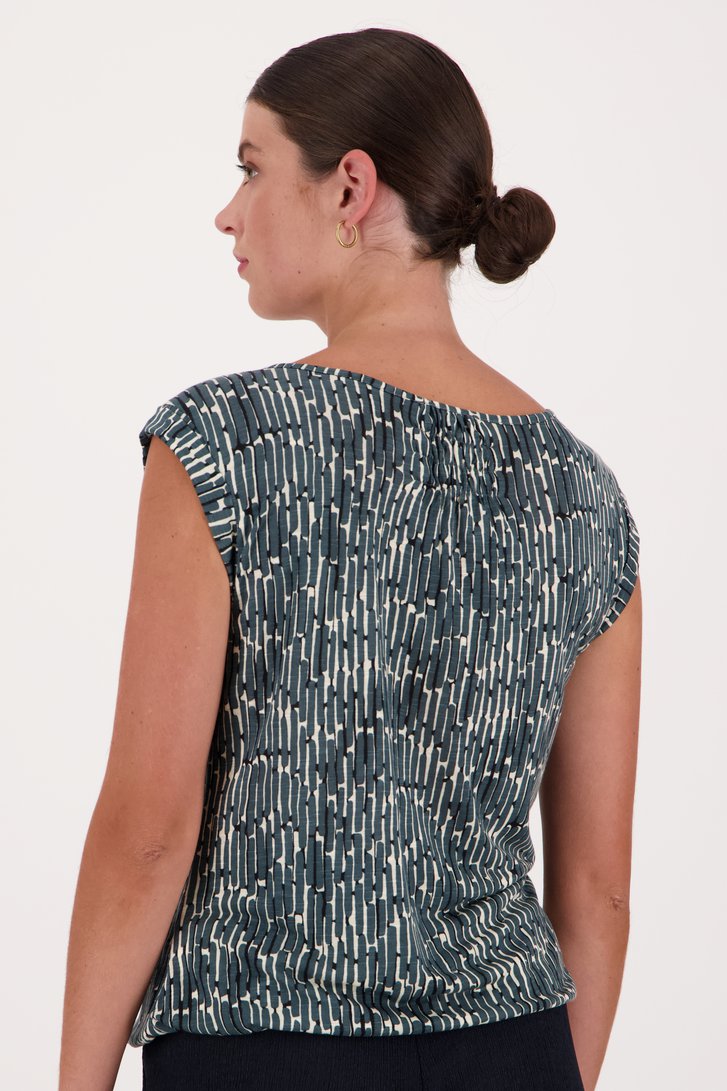 Groenblauwe top met print  van Opus voor Dames