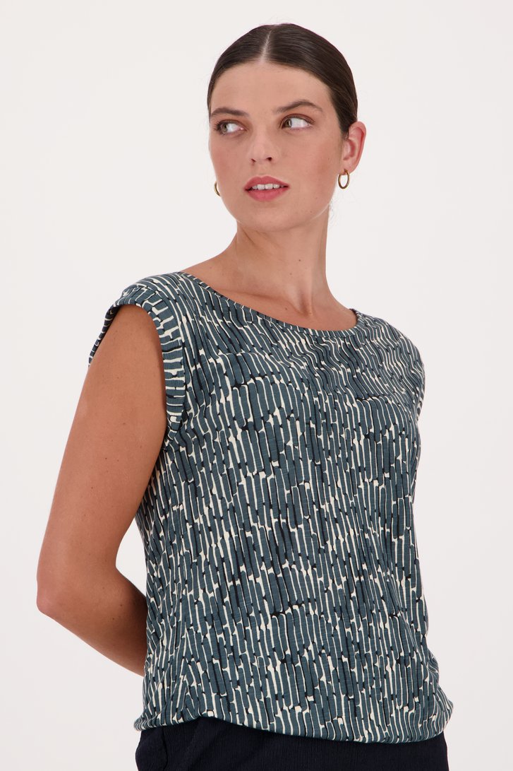 Groenblauwe top met print  van Opus voor Dames