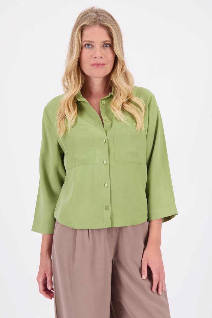 Voorkant van Groene blouse met 3/4 mouwen door Libelle voor Dames