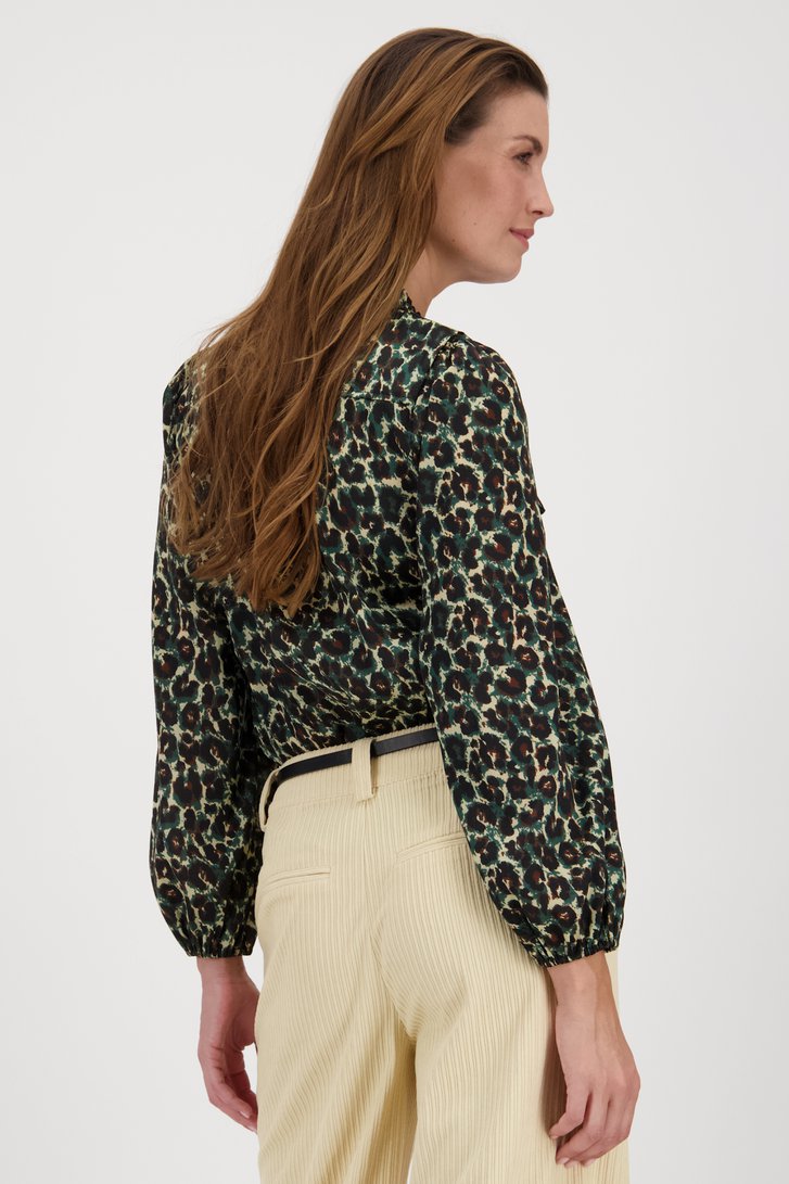 Groene blouse met animal print	 van Louise voor Dames