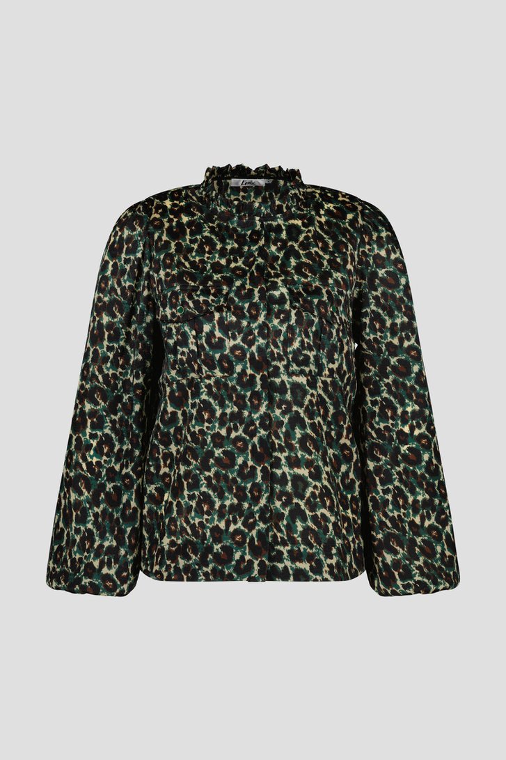 Groene blouse met animal print	 van Louise voor Dames
