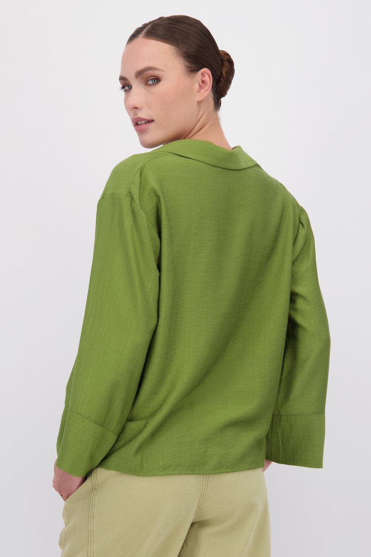 Achterkant van Groene blouse met kraag en V-hals door JDY voor Dames