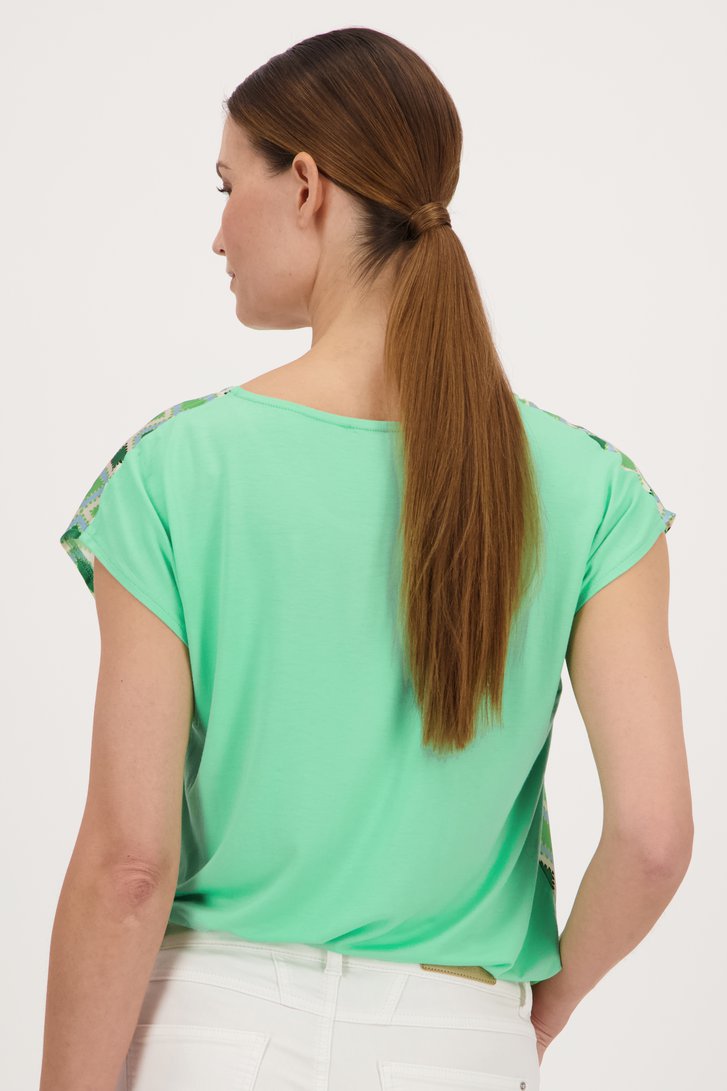 Groene blouse met ruitjesmotief van More & More voor Dames