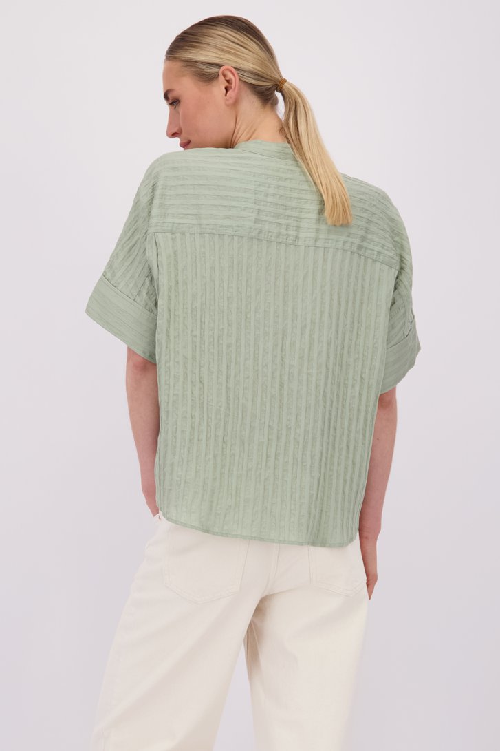 Achterkant van Groene blouse met ton-sur-ton strepen door Marc O'Polo voor Dames