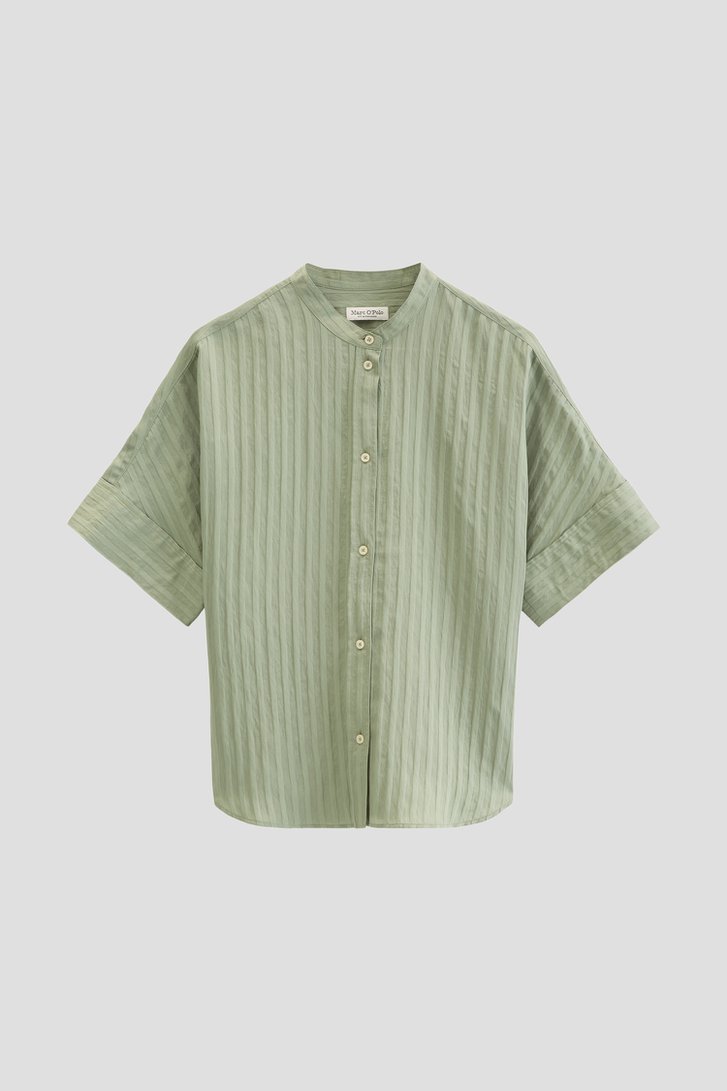 Productfoto 1 van Groene blouse met ton-sur-ton strepen door Marc O'Polo voor Dames
