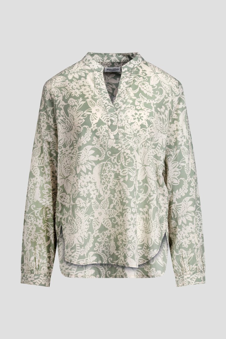 Productfoto 1 van Groene blouse met witte bloemenprint door Marc O'Polo voor Dames