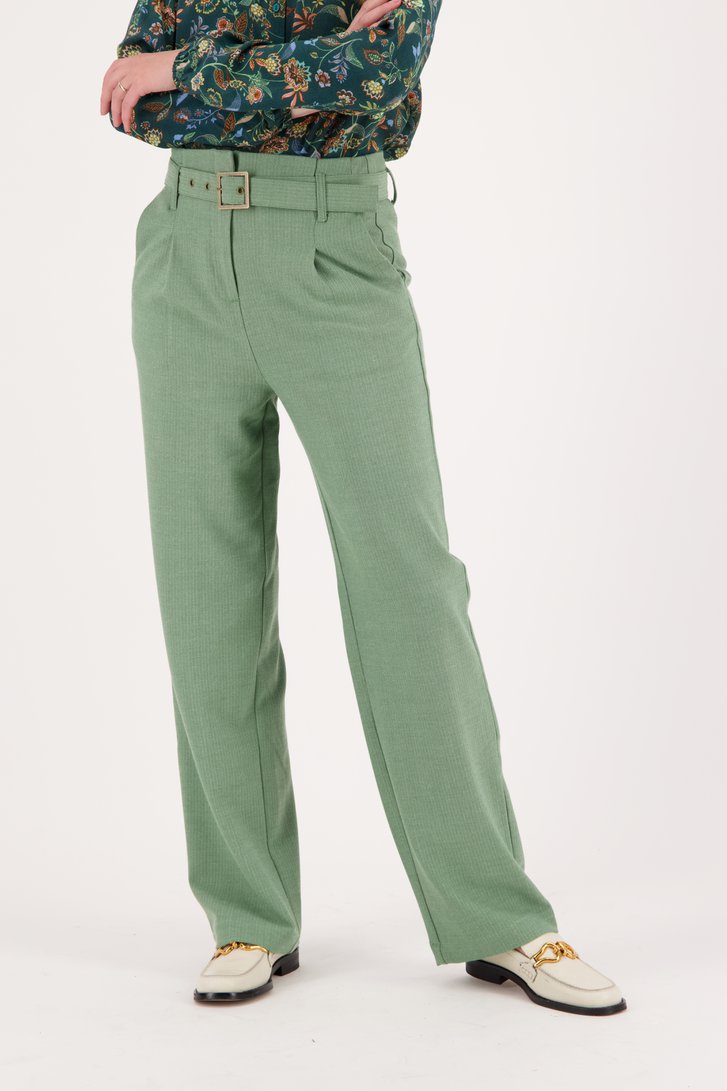 Groene broek met riem - straight fit