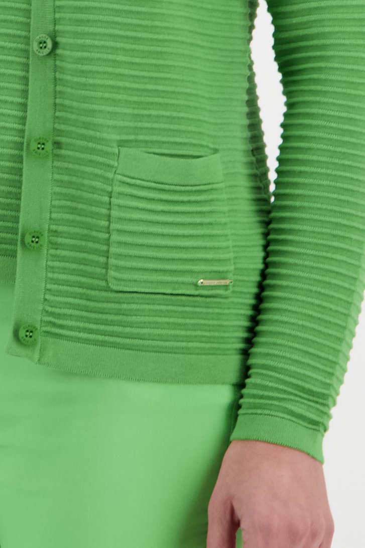 Groene cardigan in geribbelde structuurstof  van Claude Arielle voor Dames