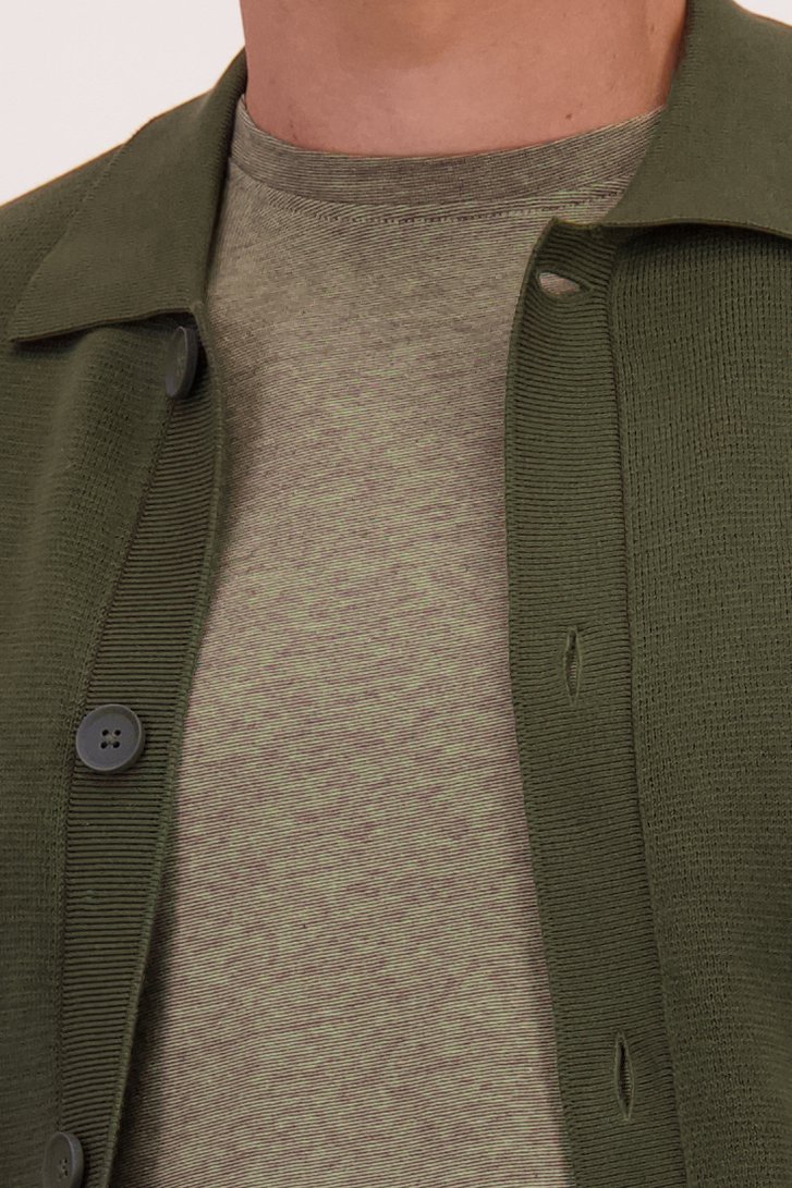 Detail van Groene cardigan met polokraag door Casual Five voor Heren