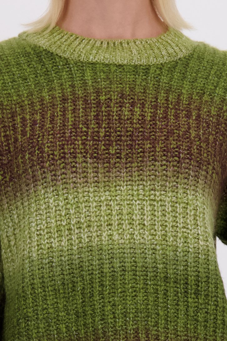 Detail van Groene gebreide trui door More & More voor Dames