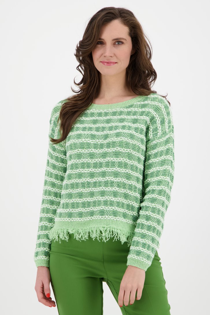 Groene gehaakte trui met franjes van More & More voor Dames