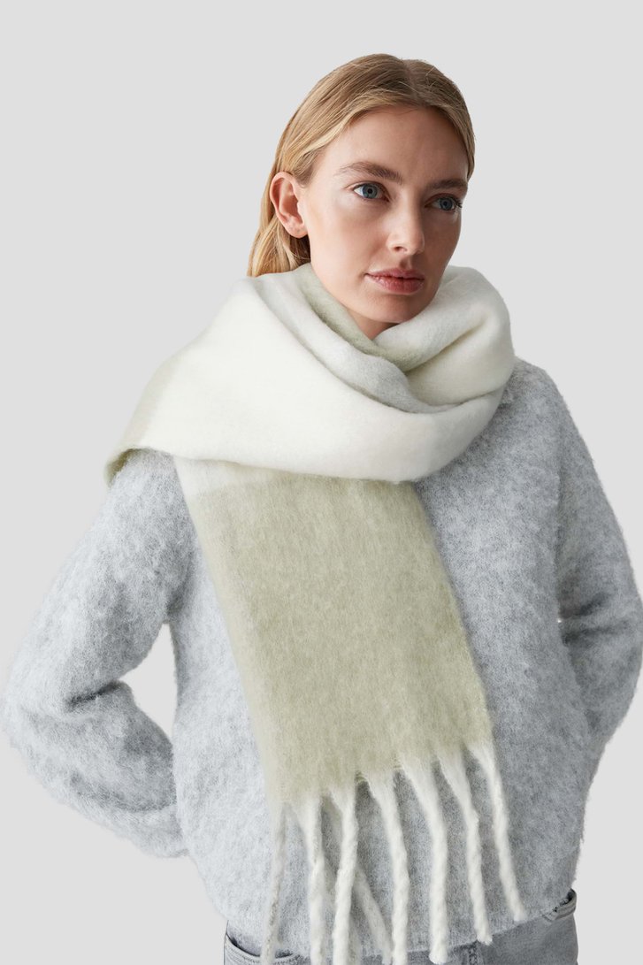 Voorkant van Groene geruite wintersjaal door Opus voor Dames