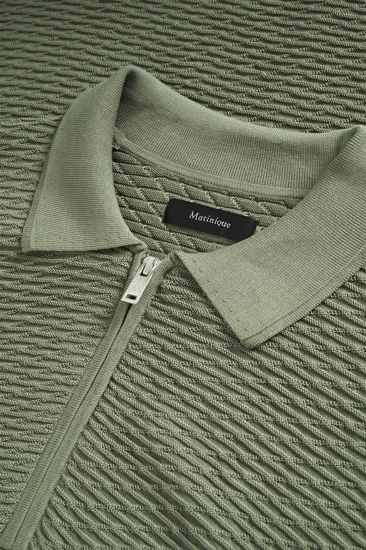 Productfoto 2 van Groene gestructureerde polo met rits door Matinique voor Heren