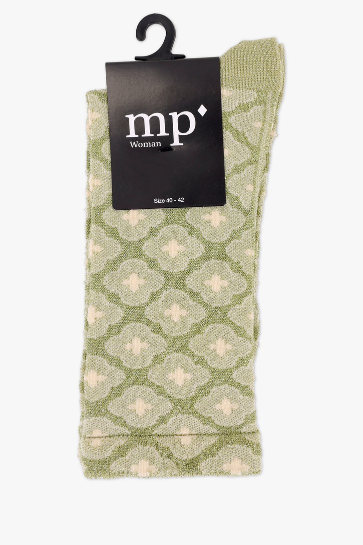 Groene glinsterende sokken met bloemenmotief van MP Denmark voor Dames