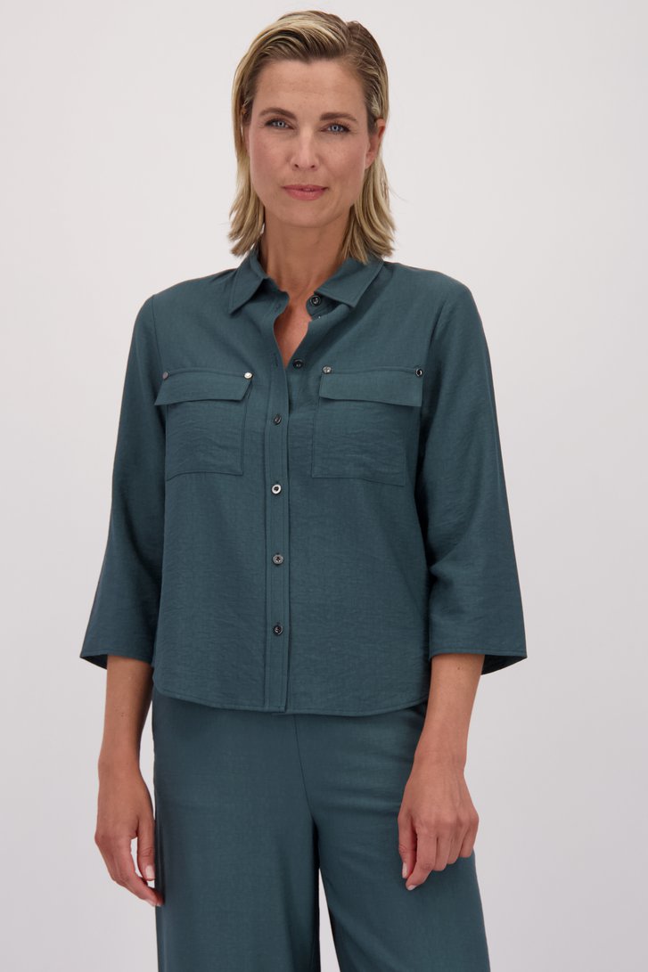 Voorkant van Groene hemdblouse door Claude Arielle voor Dames