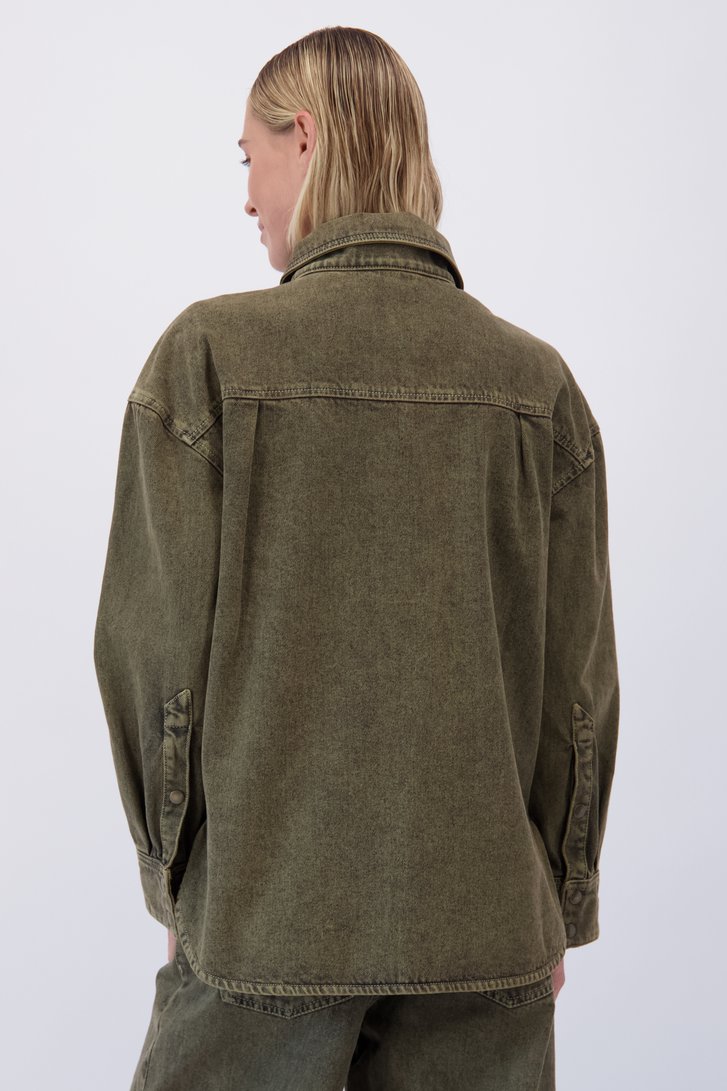 Achterkant van Groene jeansblouse met sjaaltje door Liberty Island Denim voor Dames