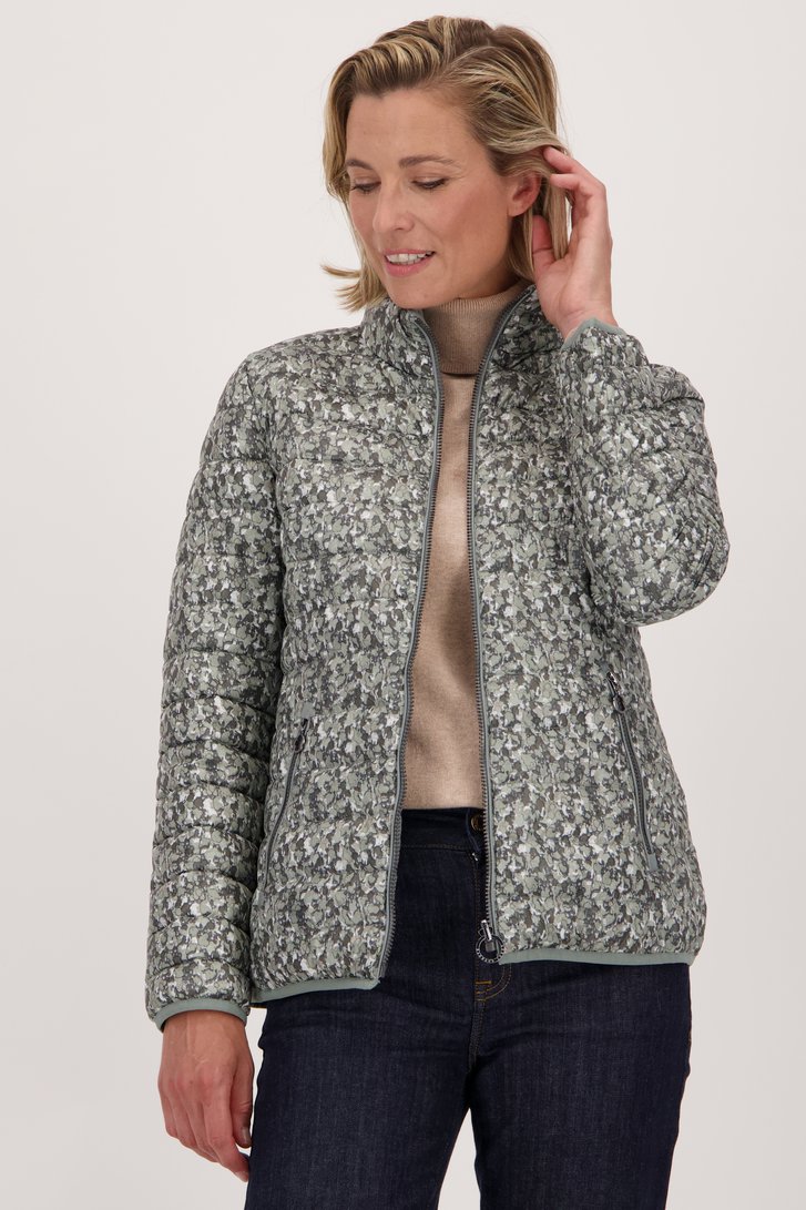 Voorkant van Groene licht gewatteerde jas - omkeerbaar door Barbara Lebek voor Dames