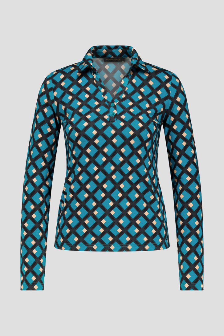 Groene polo met grafische print  van Claude Arielle voor Dames